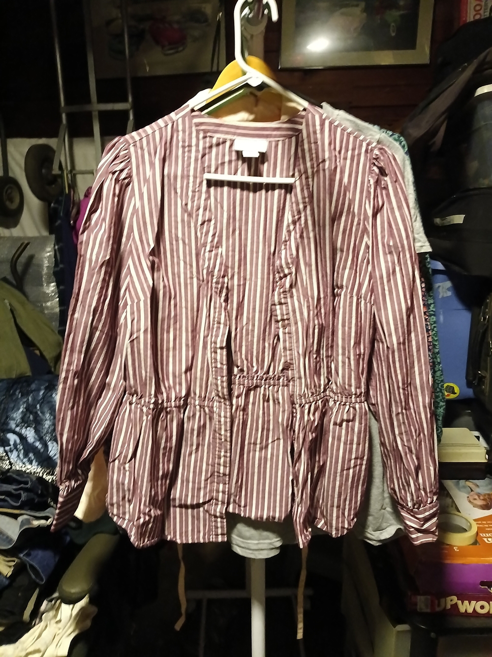 Liz Claiborne Mauve and White Striped Peplum Jacket